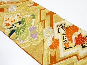 アンティーク　松皮菱に菊・桐模様織り出し袋帯（材料）